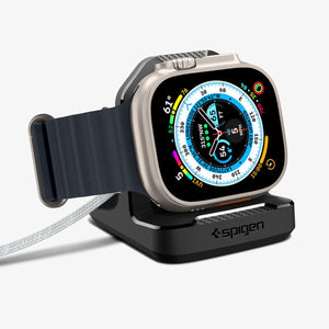 Rugged Armor Apple Watch charging stand with watch attached