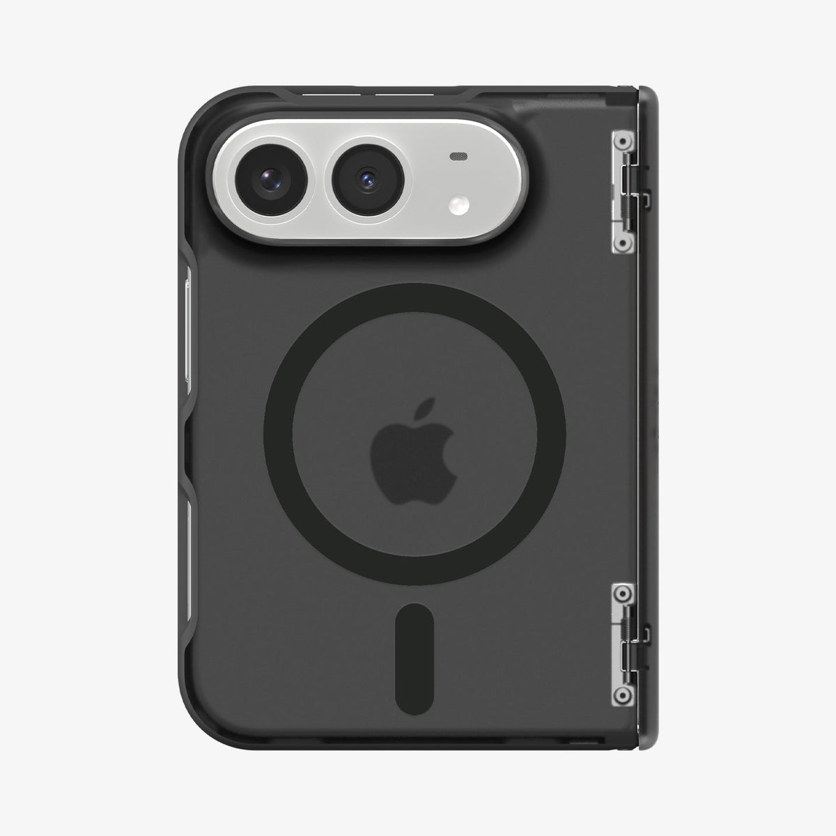 iPhone Duo Ultra Hybrid Pro (Mag Fit) in Frost Black showing the rear case with a magnetic ring and raised camera protection