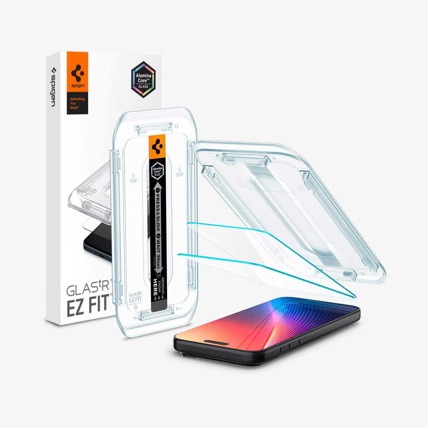 Spigen iPhone 17 Pro / 17 Screen Protector – GLAS.tR EZ Fit (2 Pack) - Clear - two-pack installation kit and screen protectors
