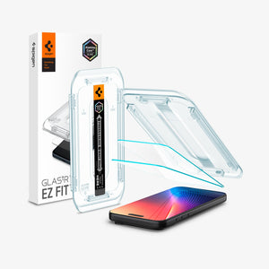 Spigen iPhone 17 Pro / 17 Screen Protector – GLAS.tR EZ Fit (2 Pack) - Clear - two-pack installation kit and screen protectors