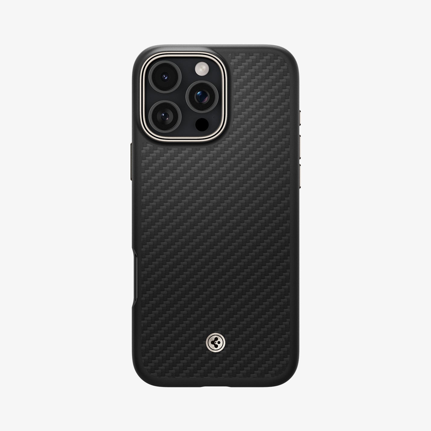 Spigen Enzo Aramid MagFit case in Black Natural for iPhone 16 Pro - rear view